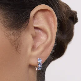 Earring TRIO cubic light blue