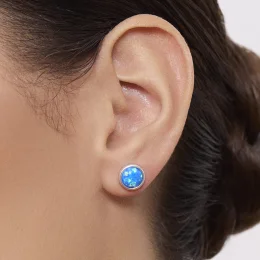 Stud Earring Blue Opal
