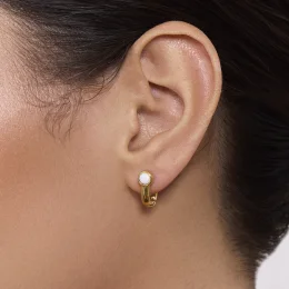 Earring Una White Opal Goldplated