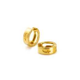 Icona Hoop Earring Embellished Sides, Size M, Goldplated