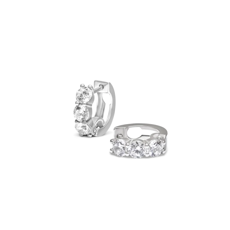 Earring TRIO cubic zirconia white