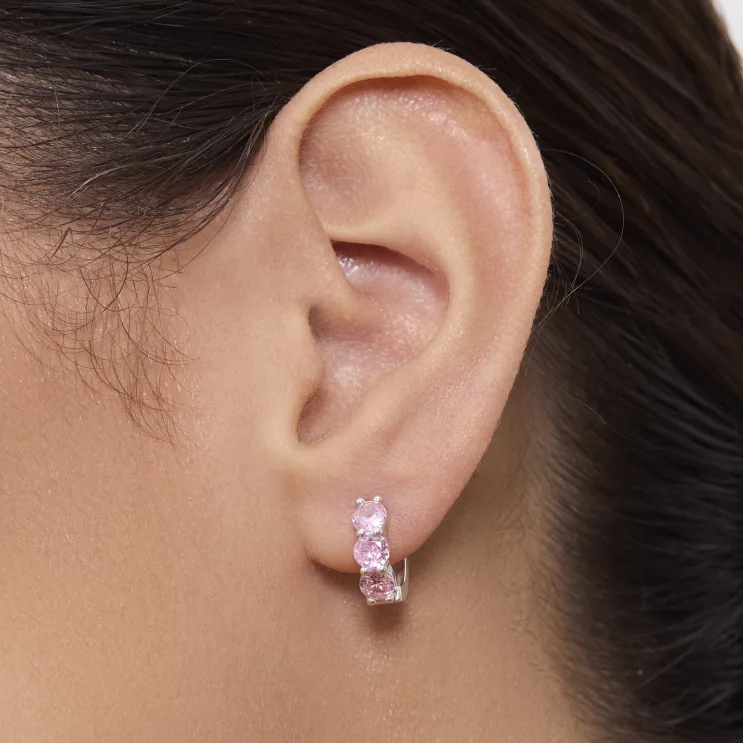Earring TRIO cubic zirconia pink