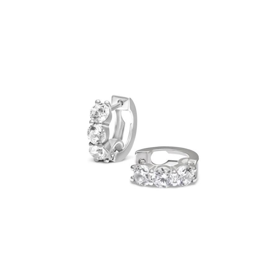 Earring TRIO cubic zirconia white