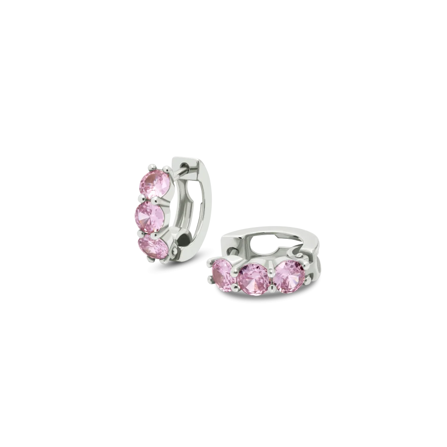 Earring TRIO cubic zirconia pink