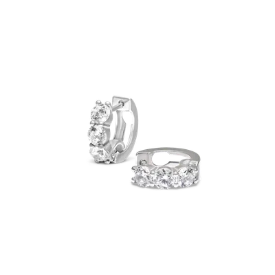 Earring TRIO cubic zirconia white 1pc
