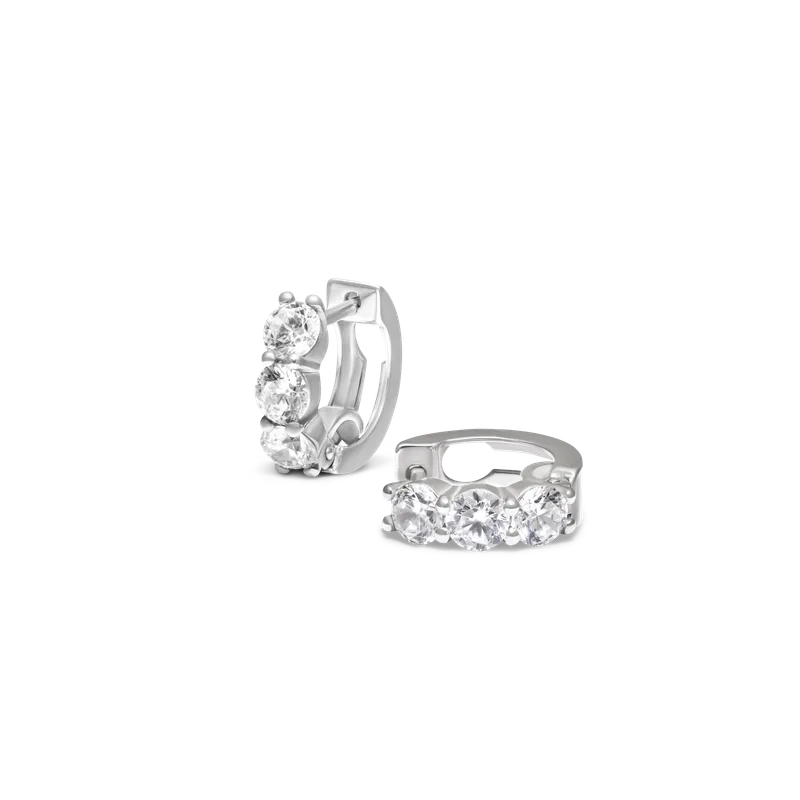 Earring TRIO cubic zirconia white 1pc