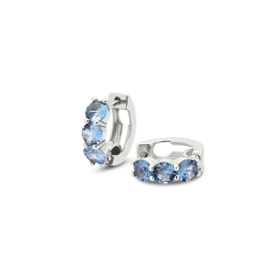Earring TRIO cubic light blue 1pc