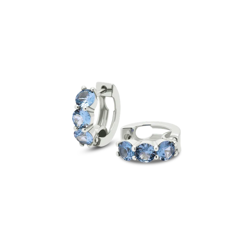 Earring TRIO cubic light blue 1pc
