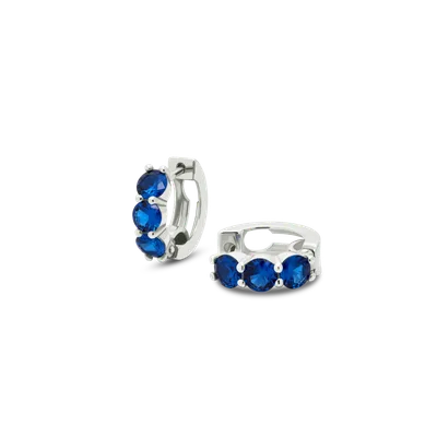 Earring TRIO cubic zirconia blue 1pc