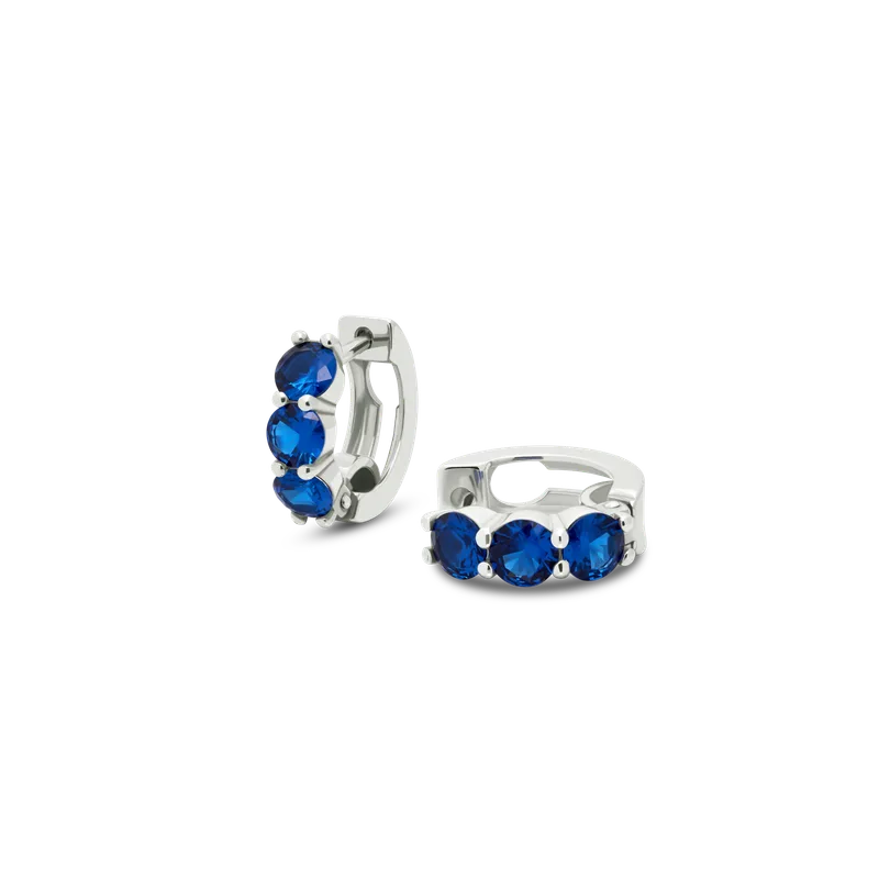 Earring TRIO cubic zirconia blue 1pc
