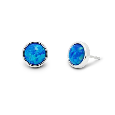Stud Earring Blue Opal 1pc