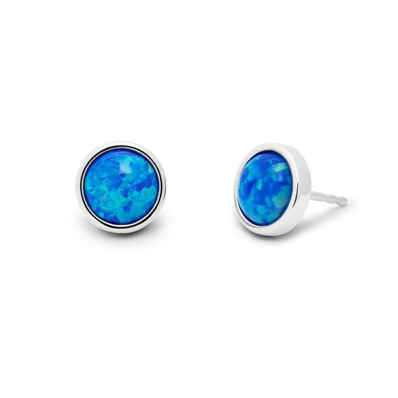 Stud Earring Blue Opal 1pc