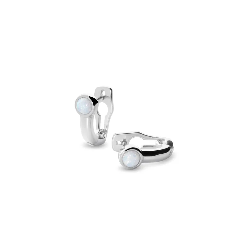 Earring UNA white opal 1pc