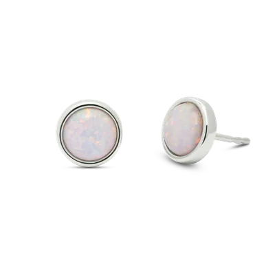 Stud Earring White Opal 1pc