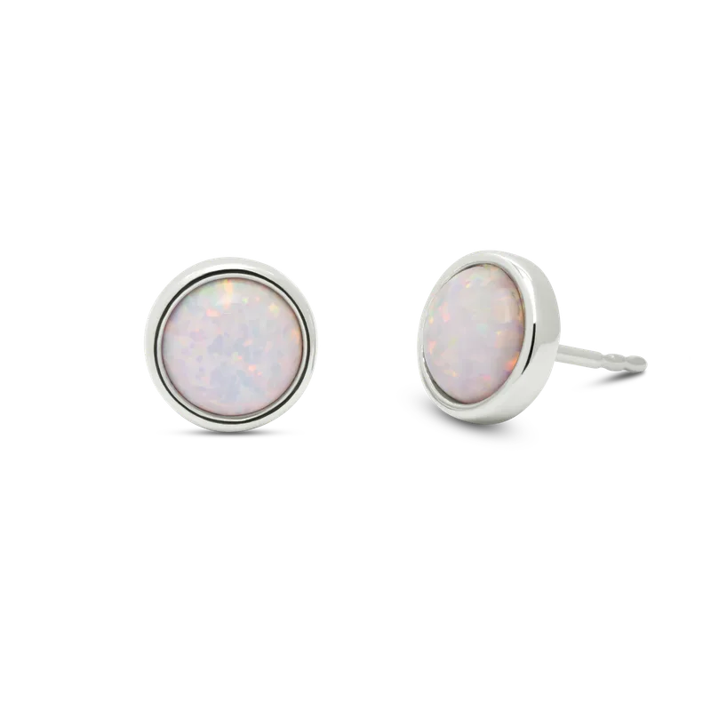 Stud Earring White Opal 1pc